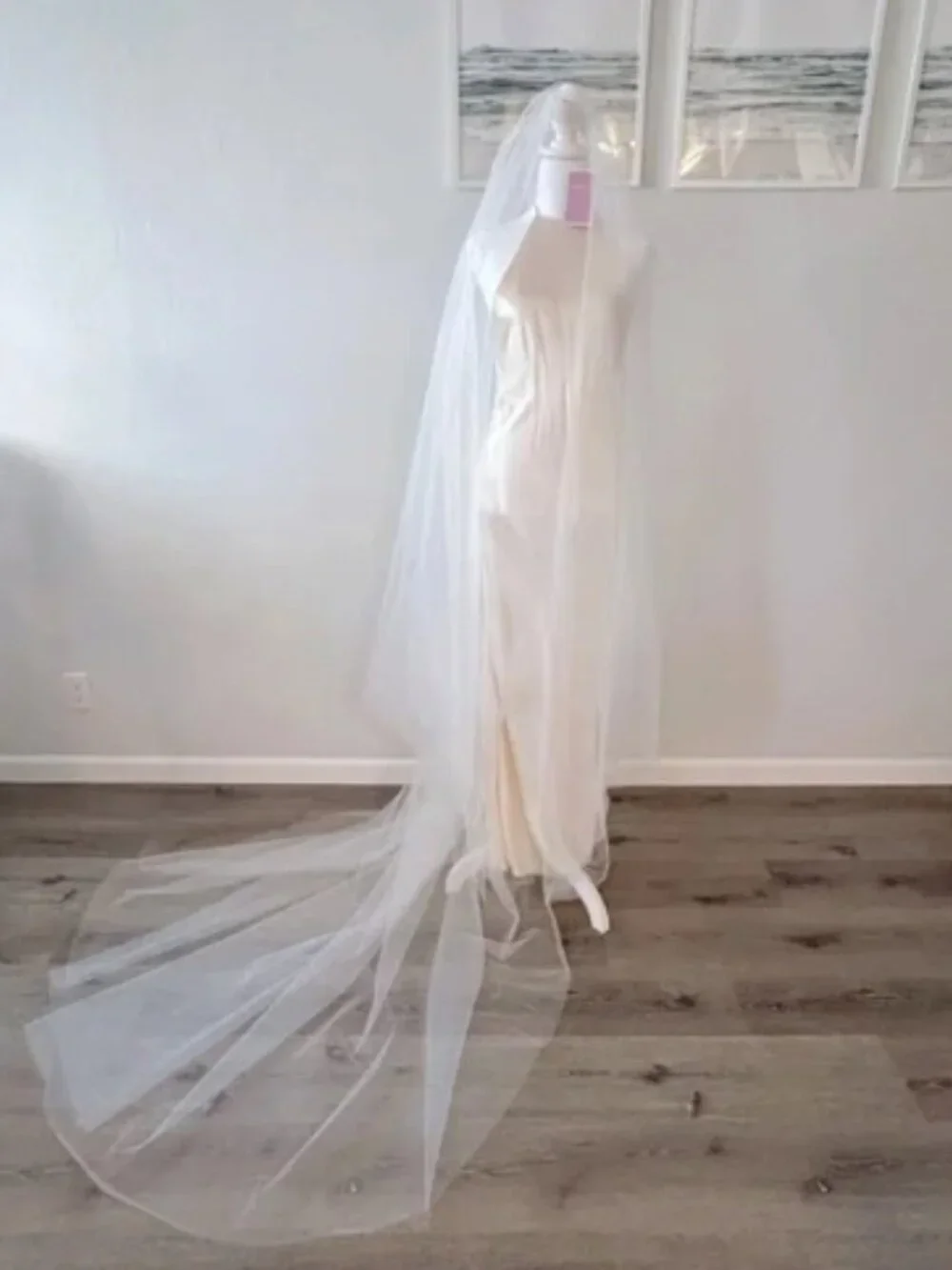 Plain Cathedral Wedding Veil with Long Blusher